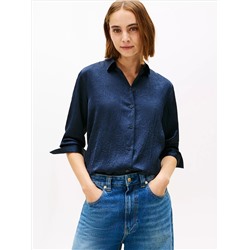 Relaxed Textured Stretch Satin Shirt