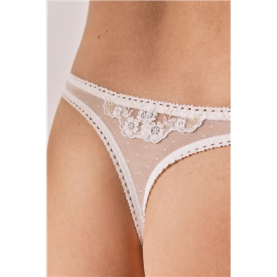 Tanga encaje plumeti blanco