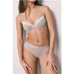 Braga brasileña ancha algodón canalé marrón