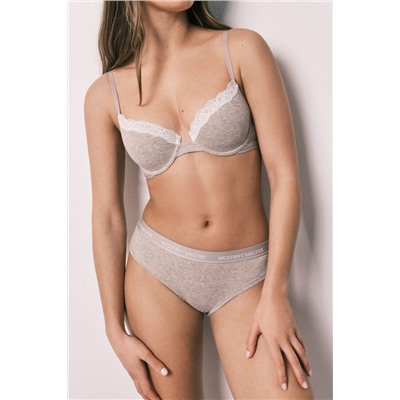 Braga brasileña ancha algodón canalé marrón