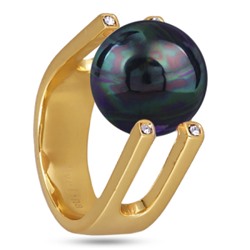 Кольцо (Майорка 14мм темно-серый хамелеон; покрытие золото), Есть комплект