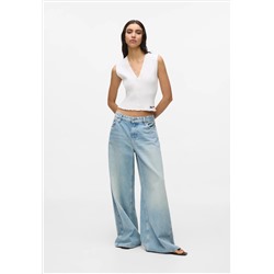 Karl Lagerfeld Jeans LOW-RISE WIDE-LEG PANEL - Pernera ancha - washed light blue