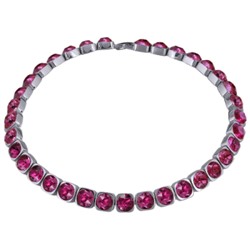 Колье Теннис (кристаллы SW фуксия 7мм; покрытие родий) 37-40см, Есть комплект