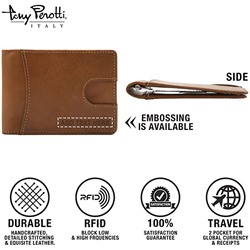 Brand: Tony Perotti Mens RFID Blocking Bifold MONEY CLIP Credit Card Wallet with ID Italian Leather