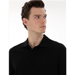 Siyah Regular Fit %100 Pamuk Polo Yaka Basic Tişört