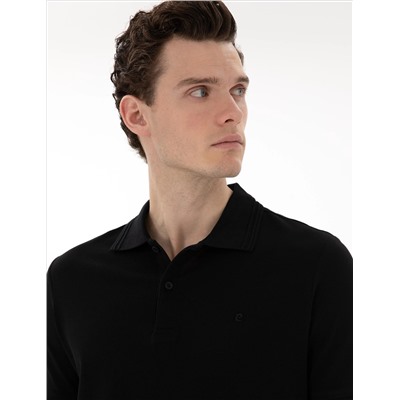 Siyah Regular Fit %100 Pamuk Polo Yaka Basic Tişört
