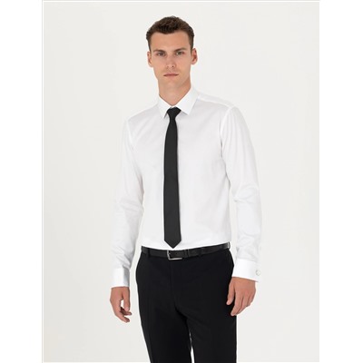 Beyaz Slim Fit Uzun Kollu Basic Gömlek
