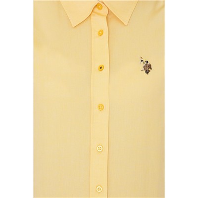 Kadın Açık Sarı Uzun Kollu Basic Gömlek