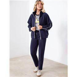 Свободный бомбер с лампасами на молнии из петельчатого футера двухнитки с эластаном