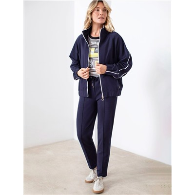 Свободный бомбер с лампасами на молнии из петельчатого футера двухнитки с эластаном