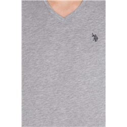 Erkek Gri Melanj Basic V Yaka Tişört