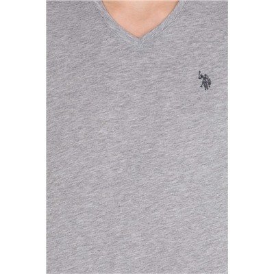 Erkek Gri Melanj Basic V Yaka Tişört