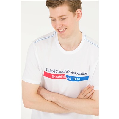 Erkek Beyaz Bisiklet Yaka Tişört