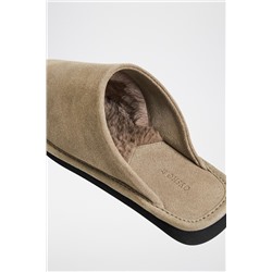 Zapatillas de casa forradas de nobuk Beige