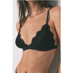 Sujetador triangular encaje negro