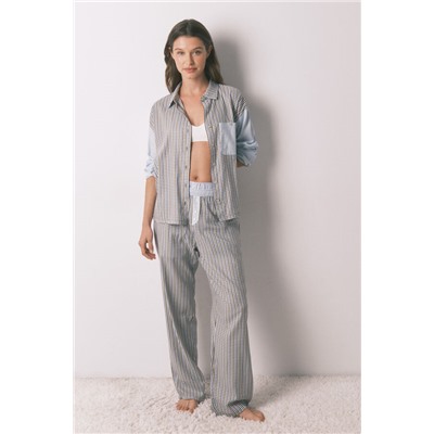 Pijama largo camisero cuadros y topos