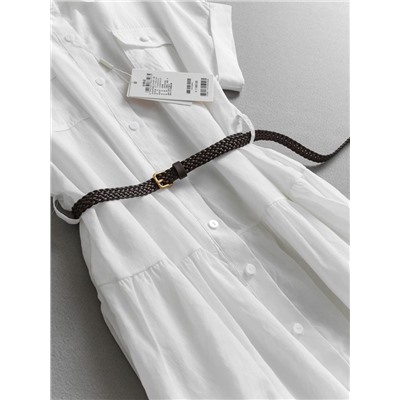 Женское льняное платье рубашка с ремнем   2 цвета