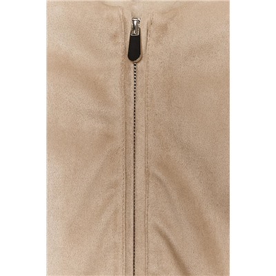 BELTED FAUX SUEDE PEPLUM JACKET