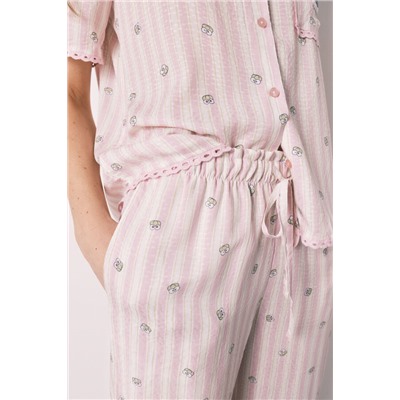 Pijama camisero largo rayas Keroppi