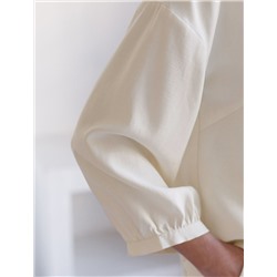 Укороченная блузка с V вырезом из плотного лиоцелла