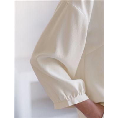 Укороченная блузка с V вырезом из плотного лиоцелла