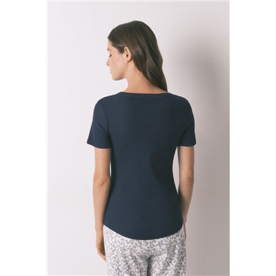 Camiseta manga corta algodón azul