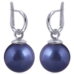 Серьги (Майорка 16мм черничная; покрытие родий), Есть комплект