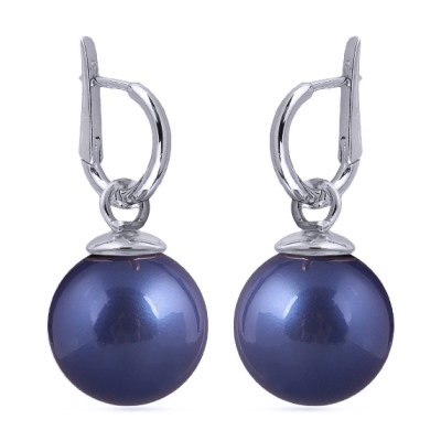 Серьги (Майорка 16мм черничная; покрытие родий), Есть комплект