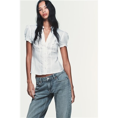 POPLIN SHIRT WITH RUFFLES