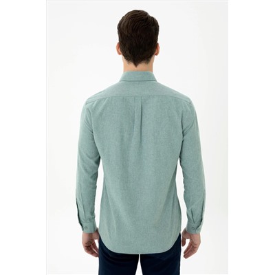 Erkek Mint Uzun Kollu Basic Gömlek