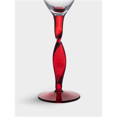 Бокал для шампанского, 220 мл, 2 шт, стекло, красная ножка, Villalago