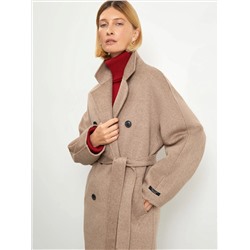 Двубортное пальто из шерсти, R133/toffees