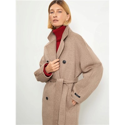 Двубортное пальто из шерсти, R133/toffees