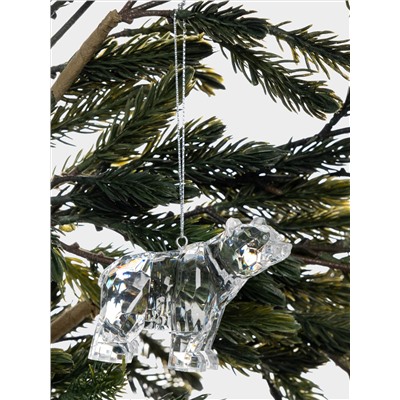 Игрушка елочная, 8 см, акрил, прозрачный, Медведь, Event