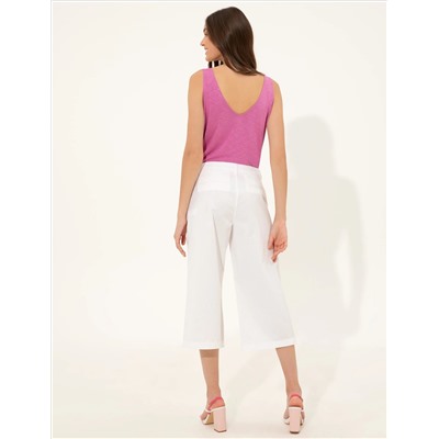 Beyaz  Flare Cropped Pantolon