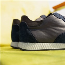 Кожаные мужские кроссовки сине-черного цвета, экспорт  (натуральная кожа)