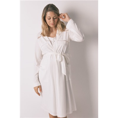 Bata midi "maternity" algodón blanco