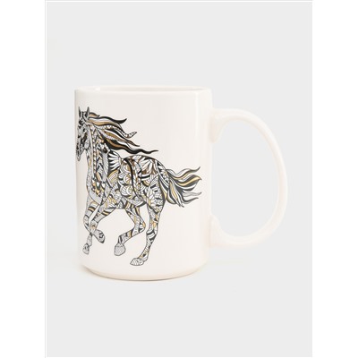 Кружка, 500 мл, фарфор N, белая, Лошадь, Wild
