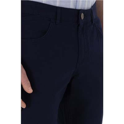 Erkek Lacivert Slim Fit Kanvas Pantolon