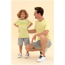 Erkek Açık Sarı Basic Bisiklet Yaka Tişört