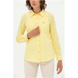 Kadın Sarı Uzun Kollu Basic Gömlek