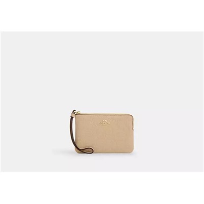 Corner Zip Wristlet In Signature Canvas With Stripe