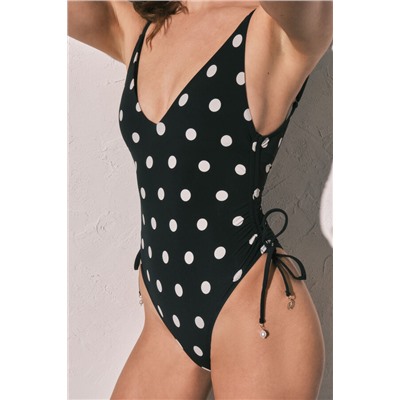 Bañador tirantes estampado lunares B&W