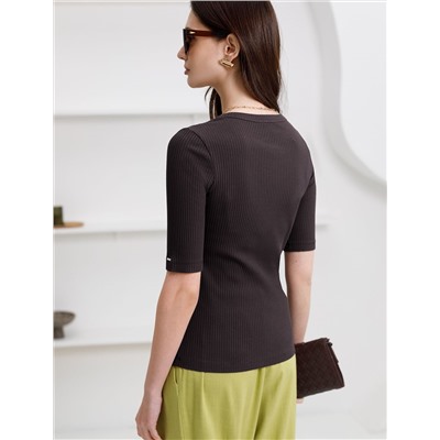 Джемпер из трикотажа в широкий рубчик