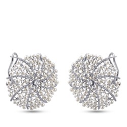 Серьги (жемчуг белый, фианит; покрытие родий), Есть комплект