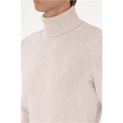 Erkek Slim Fit Boğazlı Yaka Taş Basic Kazak