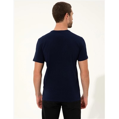 Lacivert Slim Fit Bisiklet Yaka Basic Tişört
