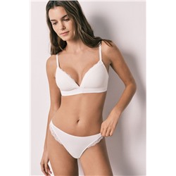 Braga brasileña tira algodón canalé blanca