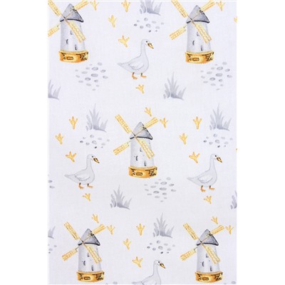 КПБ с простыней на резинке поплин арт. КПБП-ПР/гуси