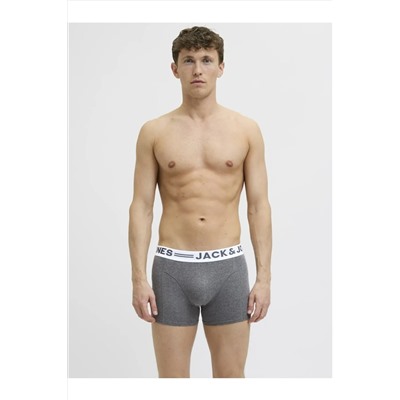 Jack & Jones Erkek Mavi Sense Trunks 3-pack Noos Boxer 12081832-Darkgrey
